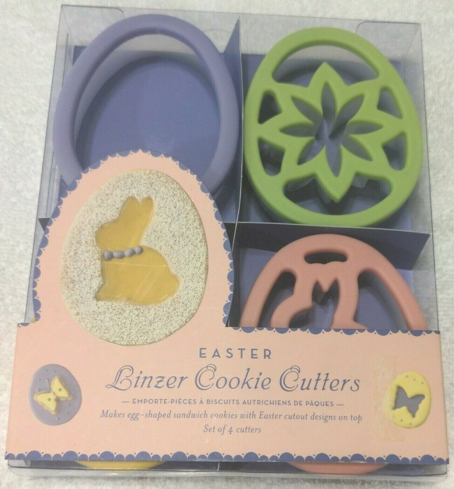 Easter Linzer Cookie Cutters Set of 4 Egg Shaped Williams-Sonoma 2005 NWT
